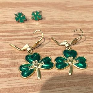 2 Pairs of Shamrock + Shamrock Claddagh Earrings🍀